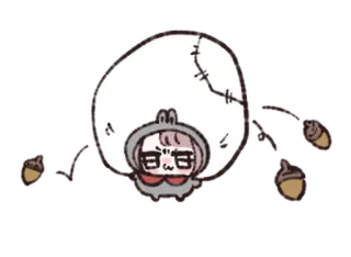 🦀 acorn, cartoon, cute, character, drawing whatsapp sticker
