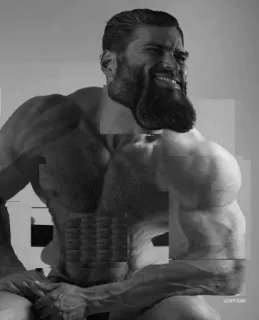💪 Mann, Muskeln, Fitness, Bodybuilder, Porträt, Schwarzweiß whatsapp sticker