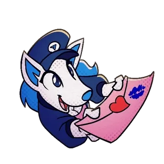 😘 animal, dibujos animados, lindo, sobre, beso, amor, correo, cartero telegram sticker