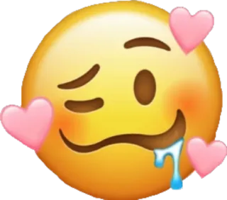 🥴 emoji, smiley, corazones, amor, lindo, guiño whatsapp sticker