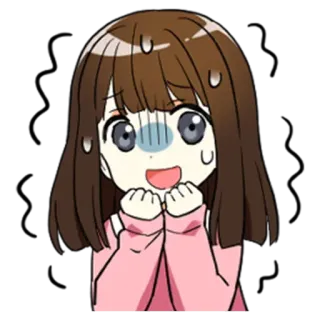 🤔 anime, dziewczyna, nerwowa, słodka, pot telegram sticker
