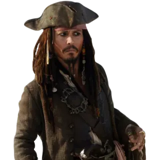 😧 Jack Sparrow Pirates of the Caribbean pirate, captain, Jack Sparrow, Johnny Depp, movie character, Caribbean telegram sticker