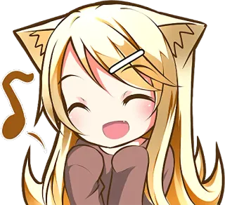 ☺️ 动漫, 猫耳, Q版, 可爱, 音乐, 快乐 whatsapp sticker
