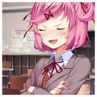 😎 Natsuki Doki Doki Literature Club! Anime, Manga, Süß, Mädchen, Charakter, Rosa Haare, Doki Doki Literature Club! telegram sticker