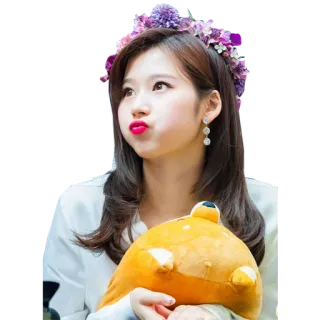 🤢 wanita, gadis, mahkota bunga, k-pop, imut, idola, asia, potret telegram sticker