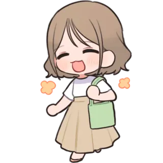🚶‍♀ аниме, чиби, девушка, мультфильм, счастливый telegram sticker
