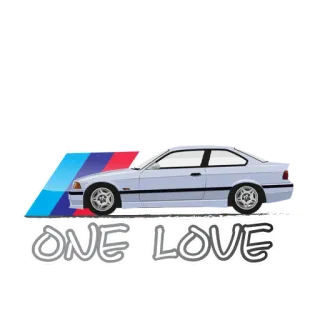 🚗 ONE LOVE samochód, BMW, miłość, auto, E36 telegram sticker