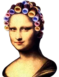 👸 Mona Lisa Mona Lisa, art, painting, curlers, hair, portrait telegram sticker