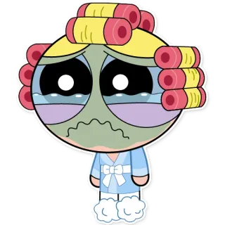 😢 Buttercup The Powerpuff Girls triste, piangere, cartoni animati, powerpuff, ragazze, vestaglia telegram sticker