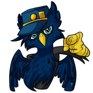 👈 cartoon, anime, owl, character, hat, pointing telegram sticker