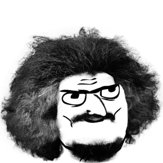 😌 portrait, cartoon, face, man, serious, hair telegram sticker