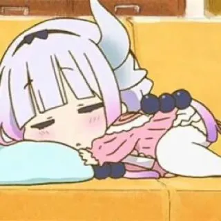 💈 Kanna Kamui Miss Kobayashi's Dragon Maid Anime, Dragón, durmiendo, Kanna, Kawaii, Chibi telegram sticker