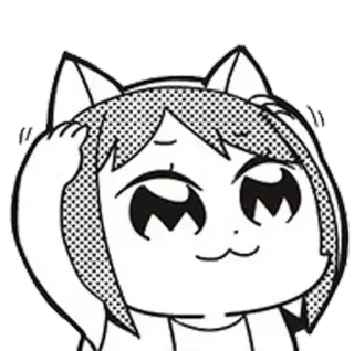 😐 anime, manga, cartoon, pop team epic, facial expression, funny telegram sticker
