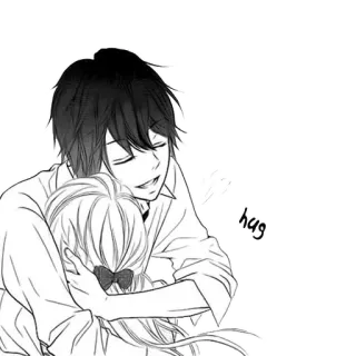 ❤ hug câlin, animé, romance, couple, étreinte telegram sticker