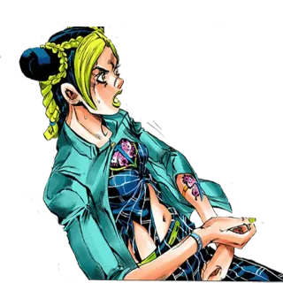😧 Jolyne Cujoh JoJo's Bizarre Adventure Jolyne Cujoh, JoJo's Bizarre Adventure, Stone Ocean, Anime, Manga, Sticker personnage telegram sticker