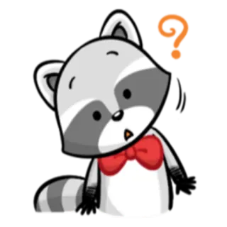 ❓ енот, вопросительный знак, мультфильм, животное, милый, любопытный, бабочка telegram sticker