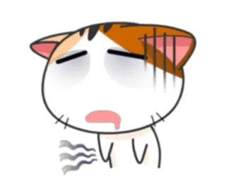 😔 고양이, 아픈, 지친, 만화 telegram sticker