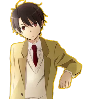 😕 Anime, Menino, Uniforme escolar, Desenho animado, Personagem telegram sticker