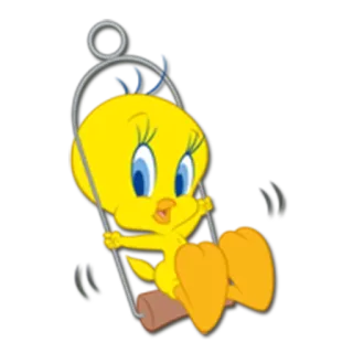 🐣 Tweety Bird Tweety, Looney Tunes, ptak, kreskówka, animacja, huśtawka telegram sticker