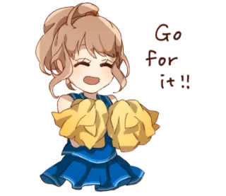 👩 Go For It!! Cheerleader, Anime, Ermutigung, Süß, Anfeuern, Mädchen, Pompons telegram sticker