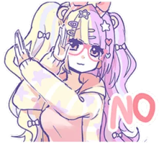 🙅‍♂️ NO Anime, Personnage, Mignon, Autocollant, Non whatsapp sticker