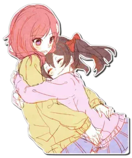 ❤ Anime, Garotas, Abraço, Fofo, Amigos, Love Live telegram sticker
