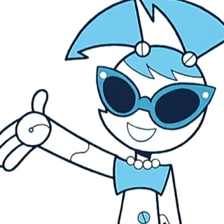 😎 Jenny Wakeman My Life as a Teenage Robot dessin animé, robot, Jenny Wakeman, ado, lunettes de soleil, animé telegram sticker