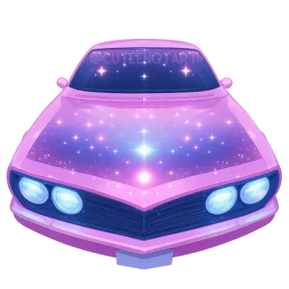 🚗 @CUTEENOTART car, cute, pink, stars, space, vehicle telegram sticker
