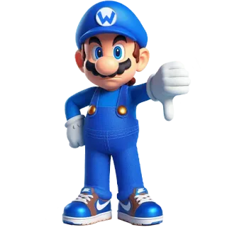 👎 Mario 马里奥, 超级马里奥, 电子游戏, 卡通, 踩, 不喜欢, 负面 telegram sticker