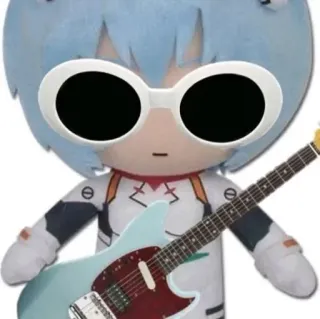 🌊 Rei Ayanami Neon Genesis Evangelion อนิเมะ, ตัวละคร, เรย์, อายานามิ, กีตาร์, แว่นกันแดด telegram sticker