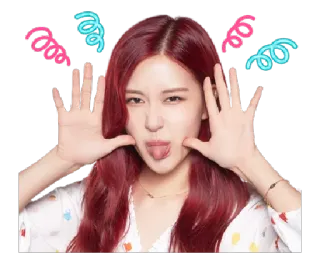 😜 mujer, retrato, diversión, expresión, lengua, confeti telegram sticker