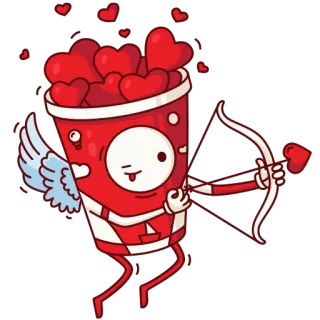 😘 cupid, love, hearts, valentine's day, winged character, cartoon, animated, cute telegram sticker