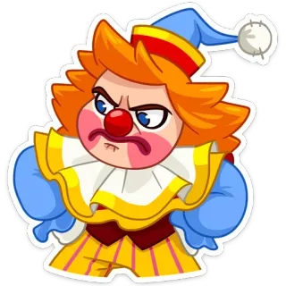 😡 clown, en colère, dessin animé, personnage, illustration, visage, expression whatsapp sticker