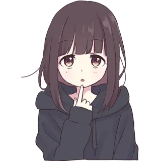 🫢 Cô gái anime, Ngón giữa, Cử chỉ xúc phạm, Hoạt hình, Nhãn dán telegram sticker