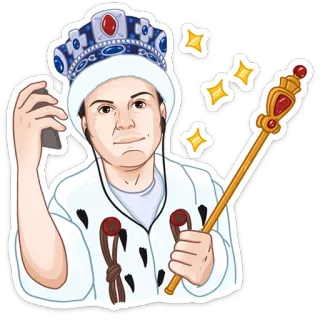 😘 crown, scepter, king, headphones, portrait telegram sticker