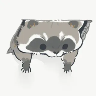 🙇 raccoon, animal, cartoon, cute, mammal telegram sticker