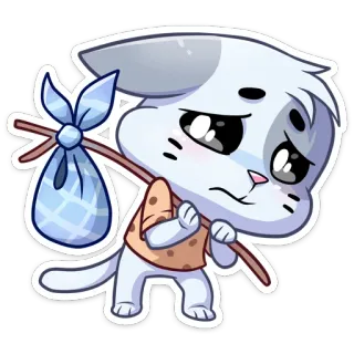 😞 kat, verdrietig, dier, cartoon, vertrek, emoticon telegram sticker