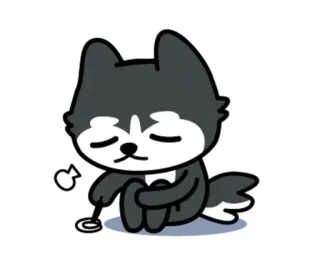 😞 dog, animal, cute, cartoon, sleepy, sitting, husky telegram sticker