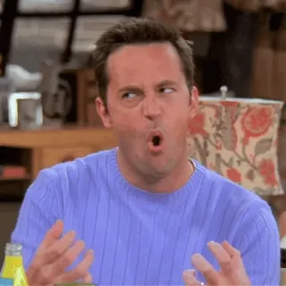 💦 Chandler Bing Friends Chandler Bing, Friends, série télé, drôle, mème, expression telegram sticker