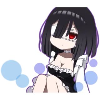 😐 Anime, Manga, Kawaii, Carino, Ragazza, Maid, Benda, Un Occhio telegram sticker