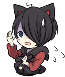 😨 Anime, Katzenohren, Schweiß, Süß, Chibi, Cartoon telegram sticker