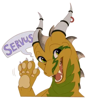 👋 SERVUS dragon, greeting, servus, animal, cartoon telegram sticker