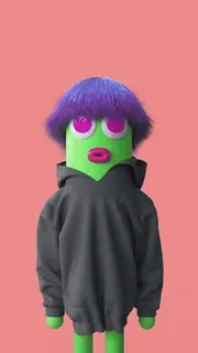 💃 Cartone animato, Personaggio, Felpa con cappuccio, Capelli viola, Pelle verde telegram sticker