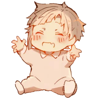 😃 Baby, süß, Chibi, Kleinkind, sitzend, Cartoon telegram sticker