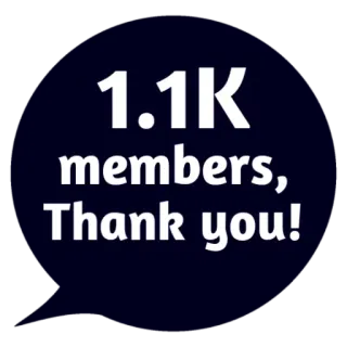 ❤ 1.1K members, Thank you! danke, mitglieder, community, feier whatsapp sticker