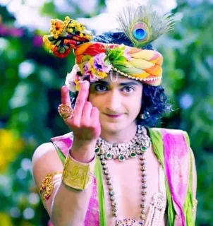 ✌️ Krishna indian, hinduism, deity, religious, middle finger telegram sticker