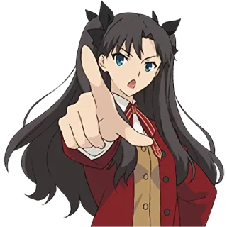 ☝ Rin Tohsaka Fate/stay night Anime, Fille, Montrer du doigt, Mage, Tsundere telegram sticker