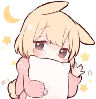 🛏 애니메이션, 귀여운, 카와이, 토끼, 졸린, 베개 telegram sticker