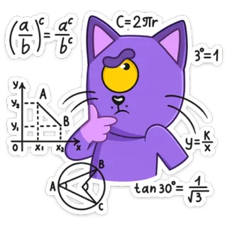 🤔 a
C=2Tr
=
-
C
3°=1
A
У
B
K
X1 X2 X
6
X
B
tan 30°=1
√3
C kucing, matematika, aljabar, geometri, matematika, persamaan, stiker telegram sticker