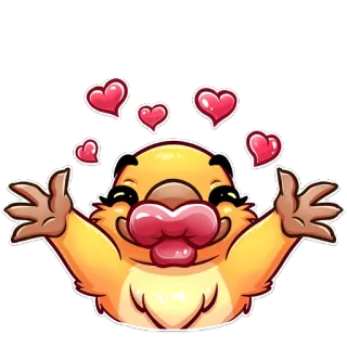 😘 cartoon, animal, cute, hearts, love, affection, happy telegram sticker